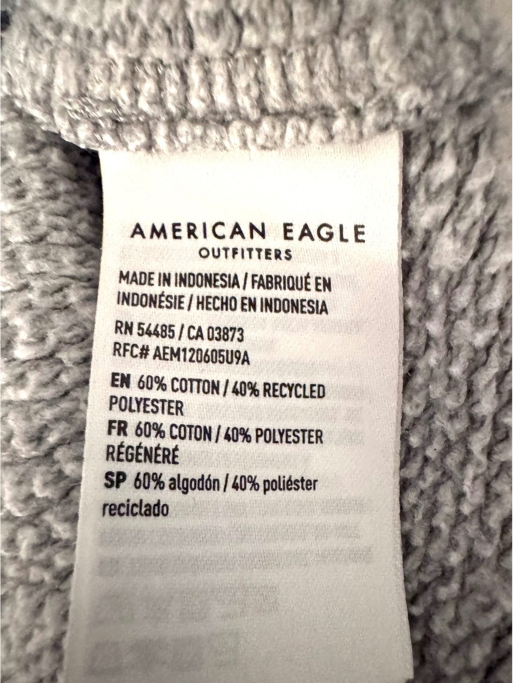 Grey American Eagle cropped sweatshirt long sleeve 1/4 button up size M - Picture 5 of 7